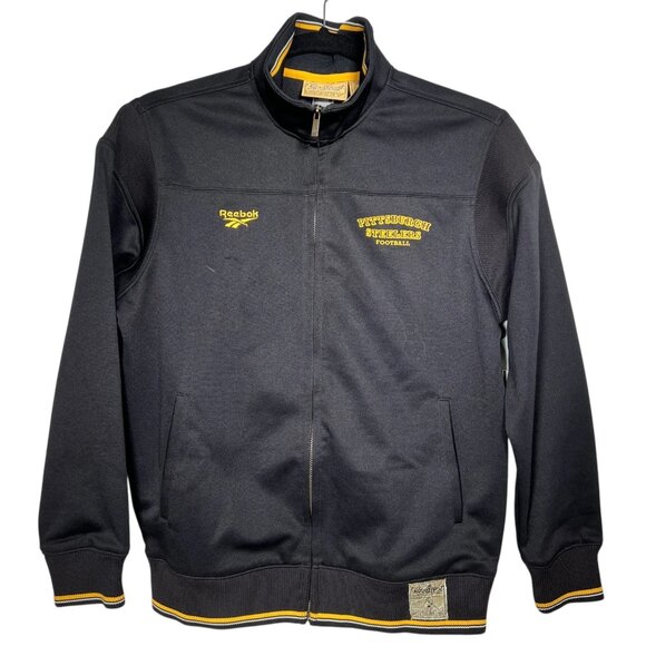 Vintage Reebok Mens Black Pittsburgh Steelers NFL Full Zip Jacket Size Medium - Picture 2 of 16